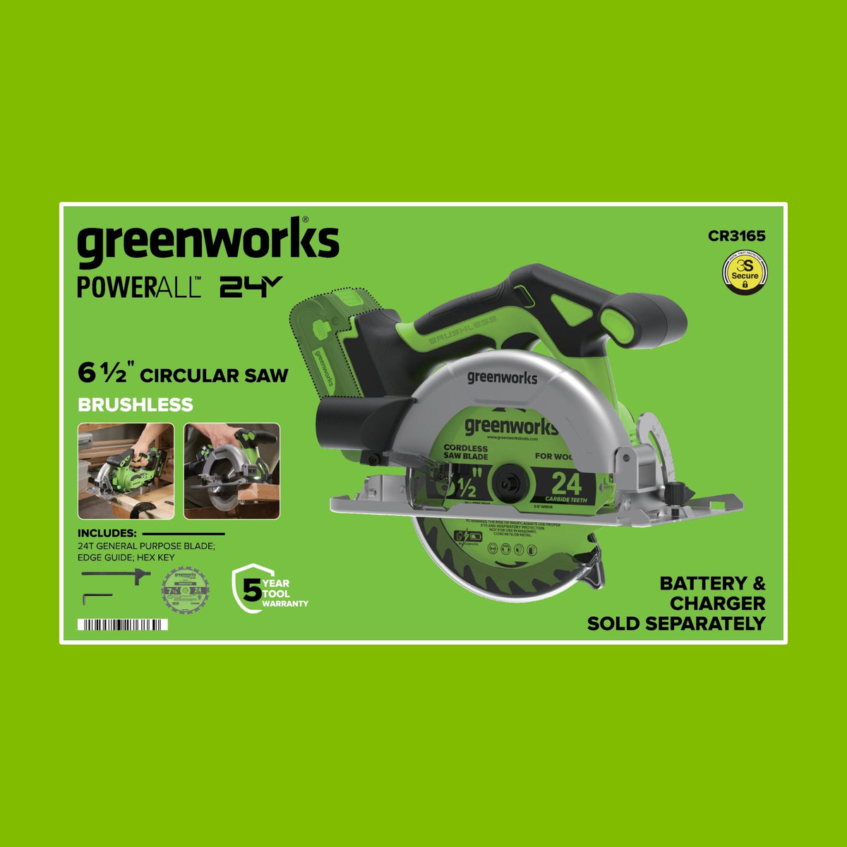 24V PowerAll 6-1/2" 5000RPM Circular Saw, Tool Only