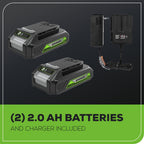24V Brushless 1/2" 310 in/lbs Drill Kit: (2) 2Ah Batteries and Charger, 8-piece Bit Set and Tool Bag Included