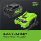 24V 12" Cordless Battery Chainsaw: 4.0 Ah USB Battery and Charger