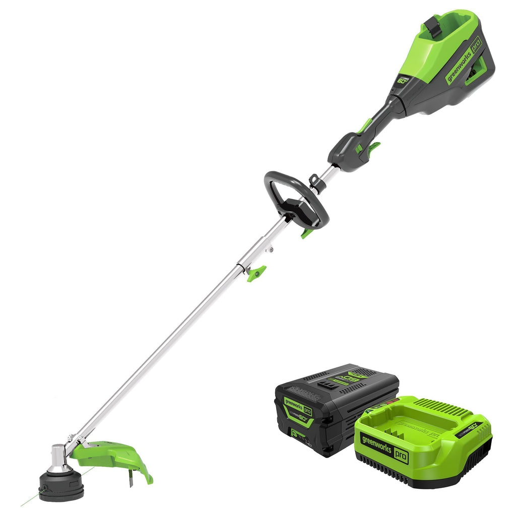 60V 16" Cordless Battery String Trimmer (Attachment Capable) and 5 Pcs Attachments Combo Kit: 4.0 Ah Battery and Charger