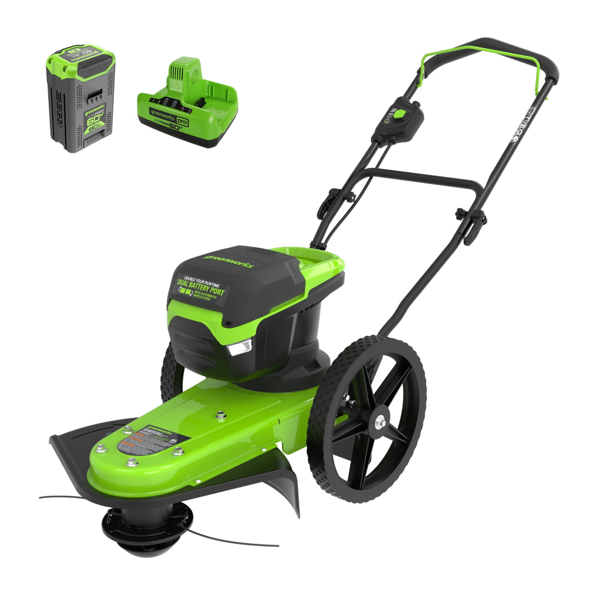 60V 22" Cordless Battery Wheeled String Trimmer, 8.0 Ah Battery and Charger
