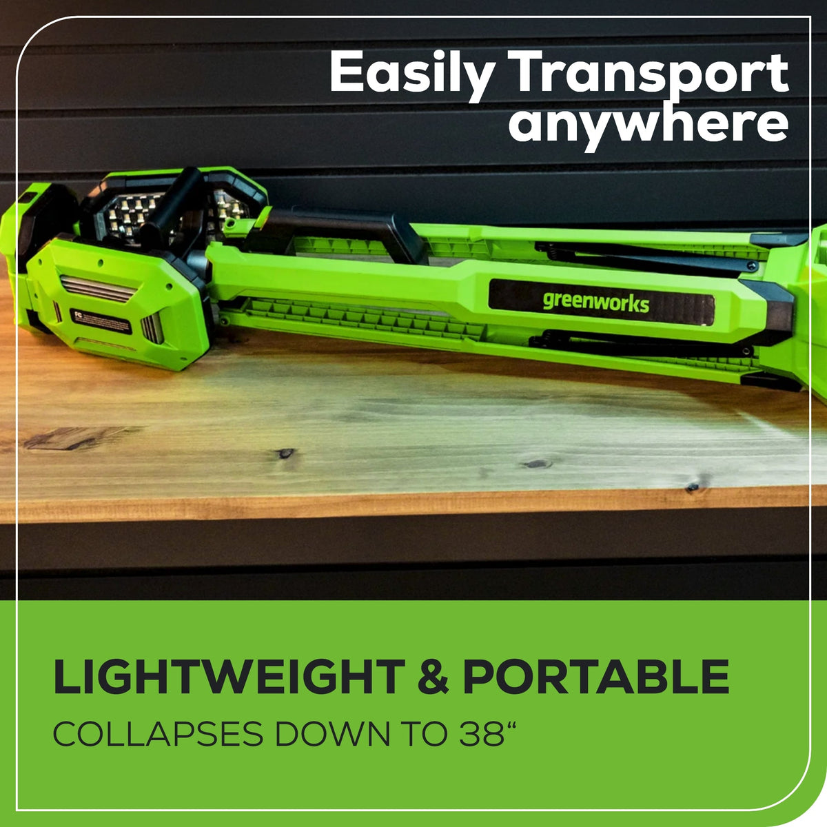 24V Cordless Battery Standing Light Kit: 2.0 Ah Battery and Charger