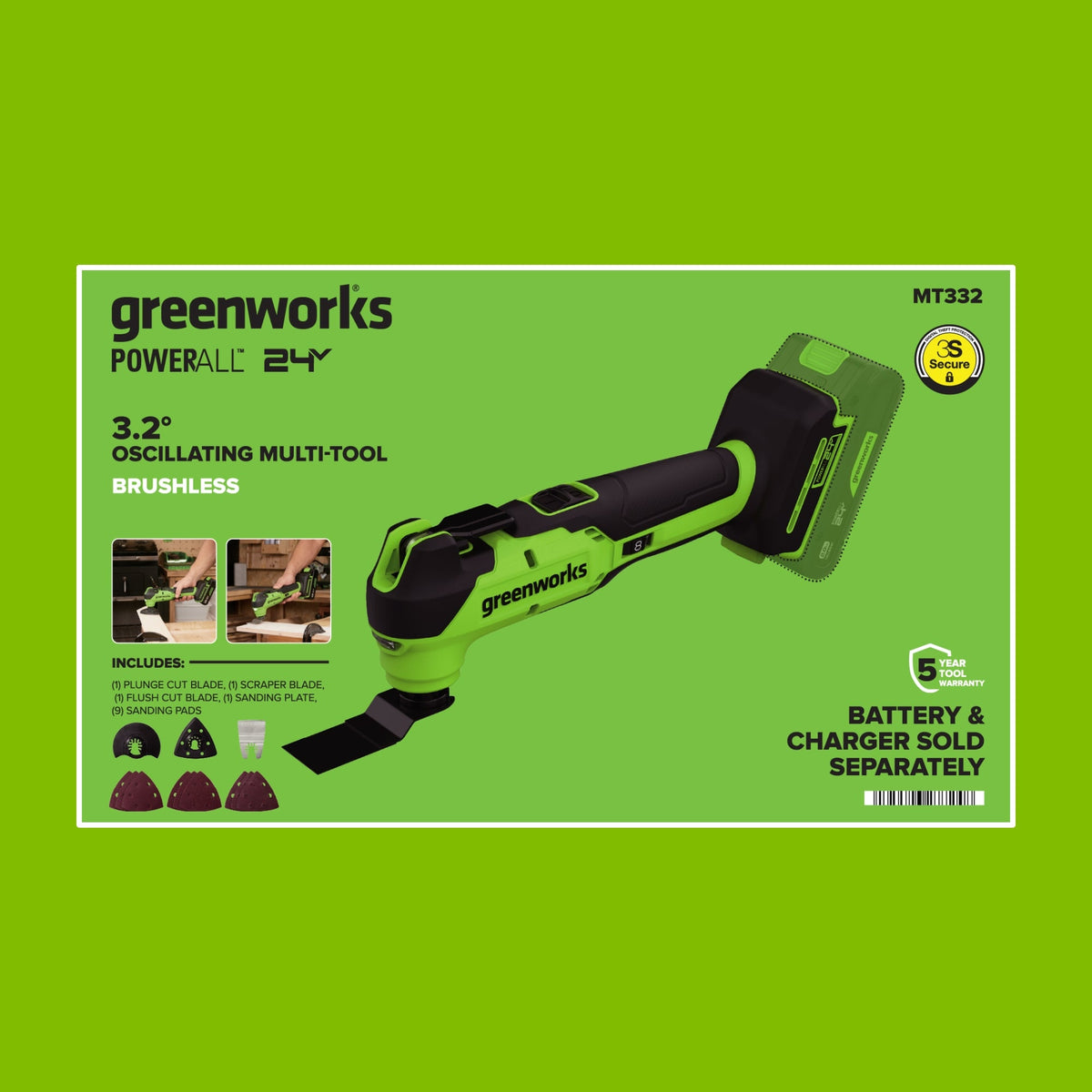 24V PowerAll 3.2° Oscillating Multi-Tool Kit with 3 Blades & 10-Piece Sanding Set
