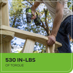 24V 1/2" 530 in/lbs Hammer Drill: 2.0 Ah Battery and Charger