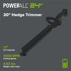 24V 20" Brushless (1.1" Cutting Capacity) Hedge Trimmer (Tool Only)