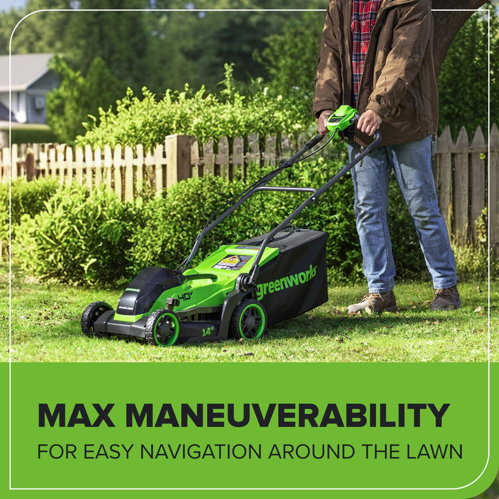 40V 14" Cordless Battery BL Push Lawn Mower: 4.0 Ah Battery and Charger, LM1414