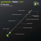 24V 8" Cordless Battery Telescope Pole Saw+Bag (Tool Only)