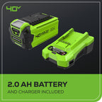 40V 350 CFM Cordless Battery Leaf Blower: 2.0 Ah Battery and Charger