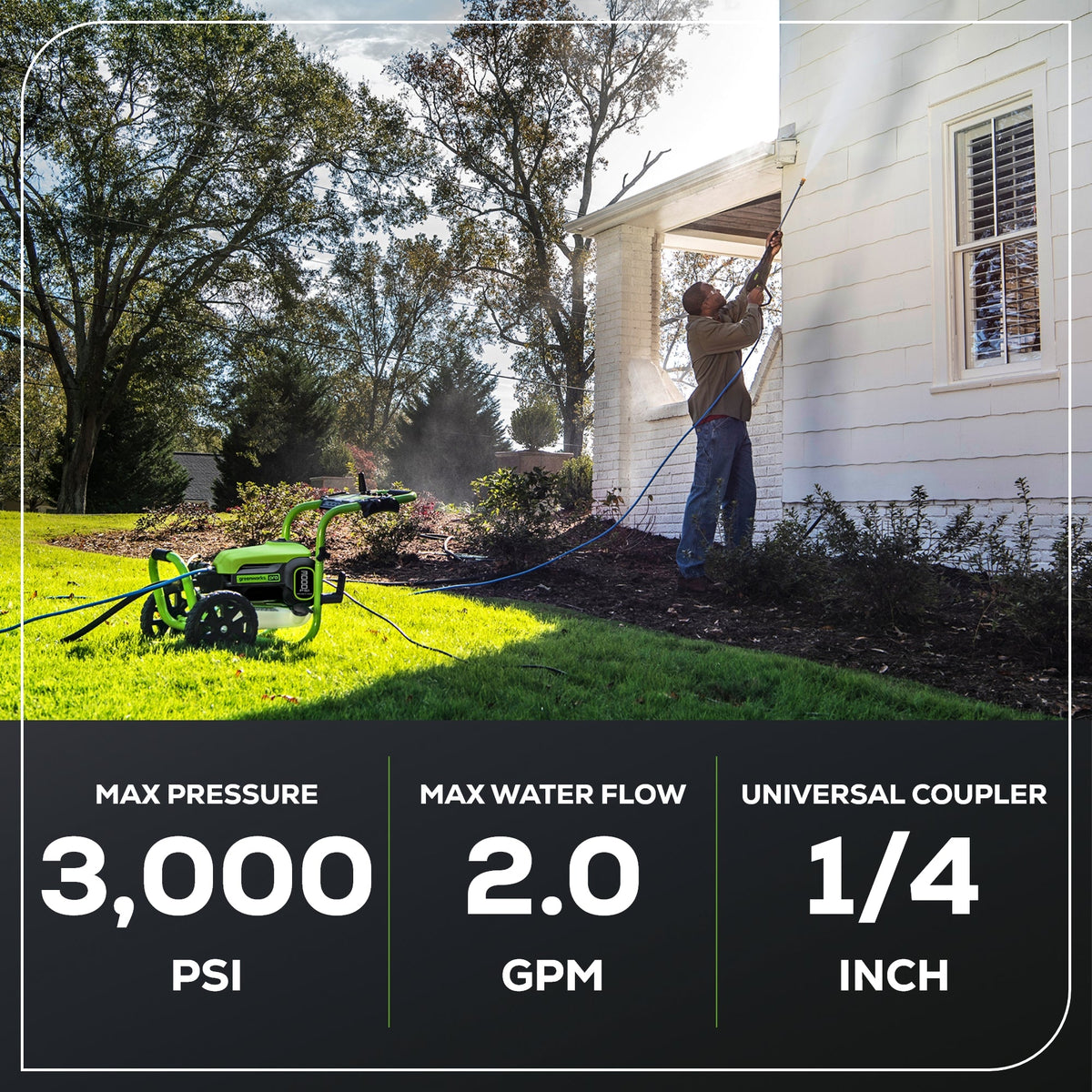 OPEN BOX 3000 PSI 2.0 GPM Cold Water Electric Pressure Washer Combo Kit, Short Gun, Mitts and 15" Surface Cleaner