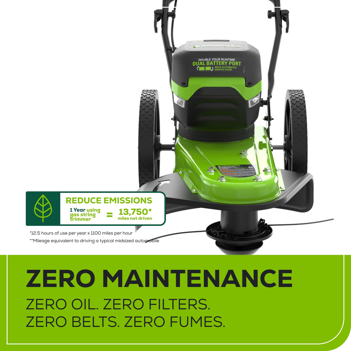 60V 22" Cordless Battery Wheeled String Trimmer, 8.0 Ah Battery and Charger