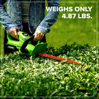 24V 22" Cordless Battery Hedge Trimmer 2800 SPM: 4.0 Ah USB Battery and Charger