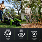 OPEN BOX 80V 21" Cordless Battery 4-in-1 Push Lawn Mower & 700CFM Blower Combo Kit w/ 5.0Ah Battery & 6A Charger