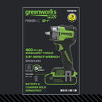24V PowerAll Pro 400 ft-lb Breakaway Torque 3/8" Impact Wrench, Tool Only