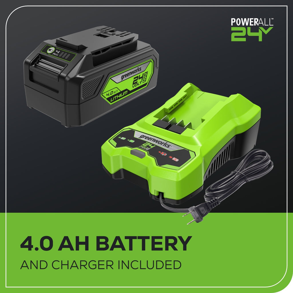 OPEN BOX 24V 450 CFM Cordless Battery Leaf Blower: 4.0 Ah USB Battery and Charger