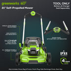 OPEN BOX 60V 21" Cordless Battery Dual Blade Self-Propelled Mower, (1) 8Ah battery and 6A Charger, LM2146S