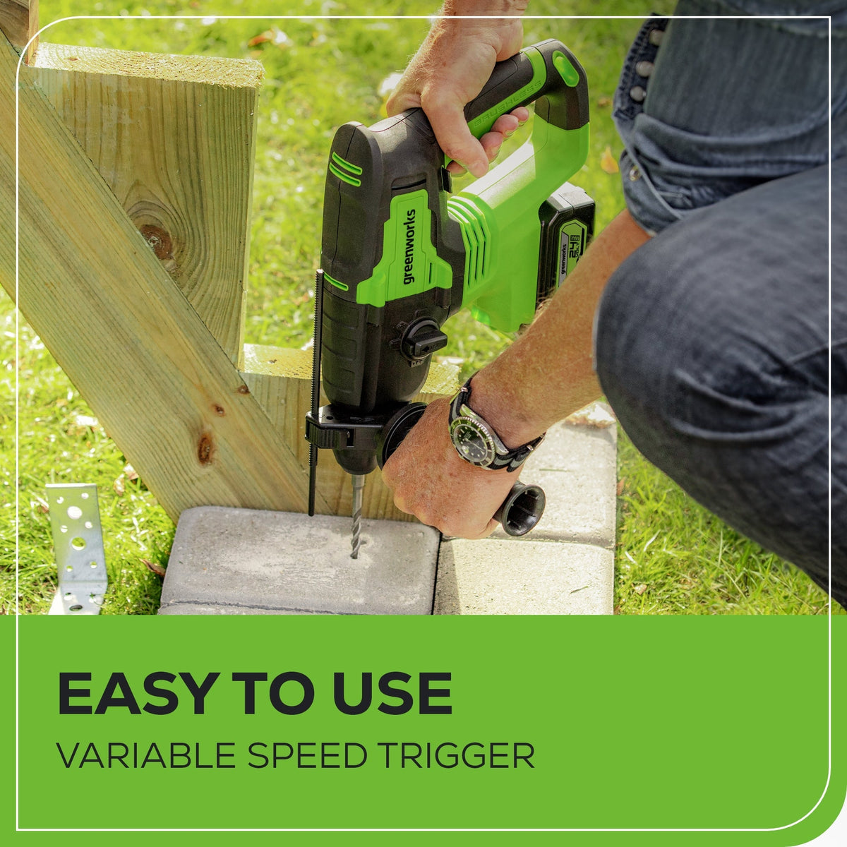 24V SDS-Plus 2J Brushless Rotary Hammer Drill: 4.0 Ah USB Battery and Charger