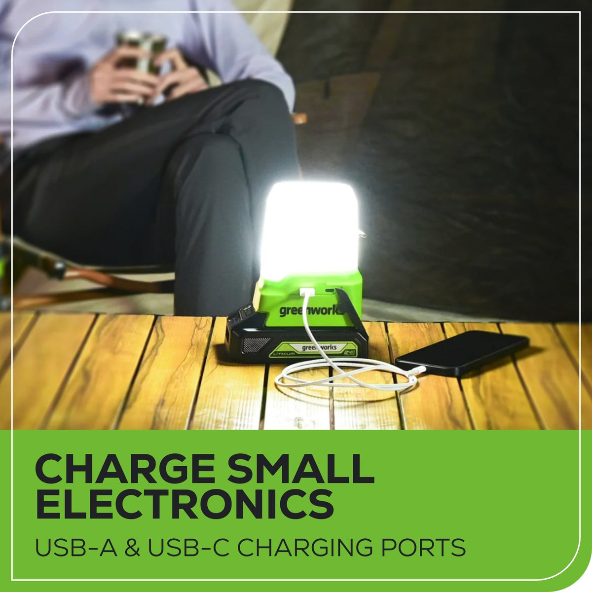 24V Cordless Battery 500 Lumen Lantern: 2.0 Ah Battery and Charger