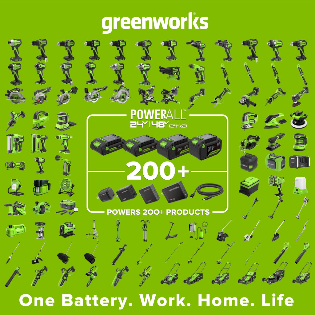 24V PowerAll 3/8" 280 in-lb Drill, with 2.0 Ah USB-C Battery, 30W USB-C Charger Block, 3' 100W USB-C Cable, 10-PC Drill Bit Set