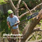 24V Brushless 8" Telescoping Pole Saw & 20" Pole Hedge Combo Kit: (1) 3.0 Ah Type-C Battery & 65W Charger with 3.3-Ft. Cable