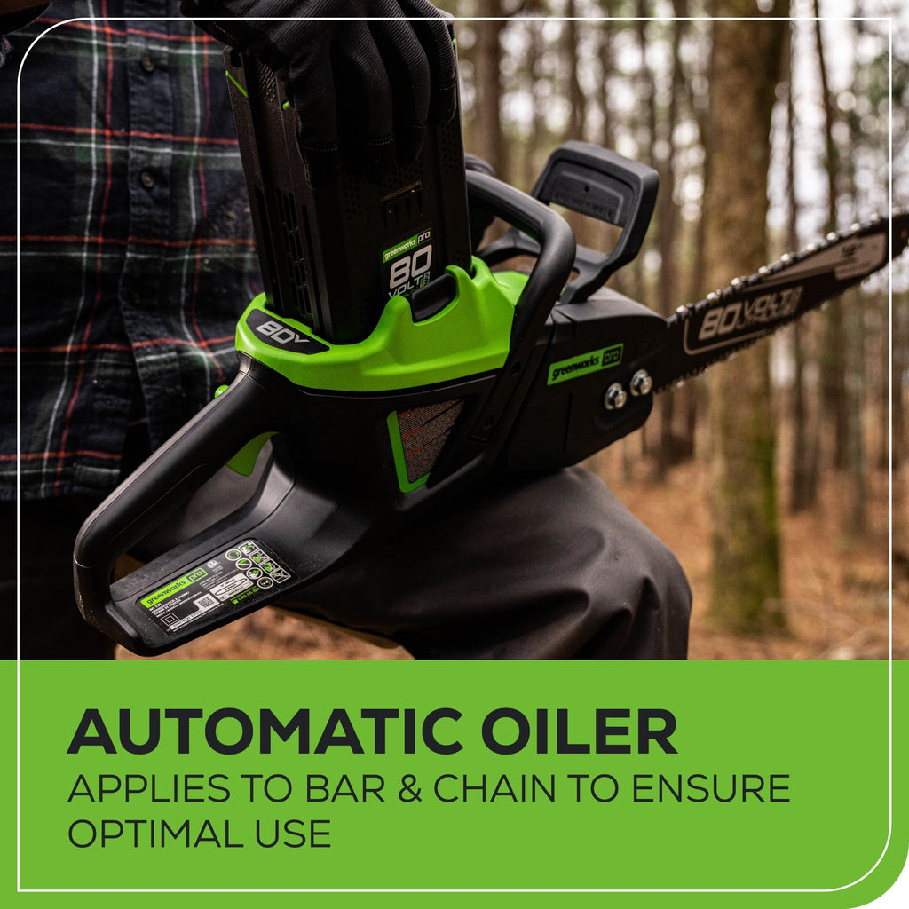 80V 18" Cordless Battery 2.5kW Chainsaw: 4.0Ah Battery & Rapid Charger
