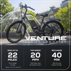 80V VENTURE Series 27.5" Electric Commuter Bike, 4Ah Battery and Charger