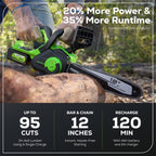 24V 12" Cordless Battery Chainsaw: 4.0 Ah USB Battery and Charger