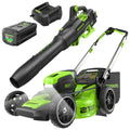 OPEN BOX 80V 21" Cordless Battery 4-in-1 Push Lawn Mower & 700CFM Blower Combo Kit w/ 5.0Ah Battery & 6A Charger