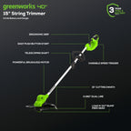 40V 15" Cordless Battery String Trimmer/Blower Combo Kit: 2.5 Ah Battery and Charger