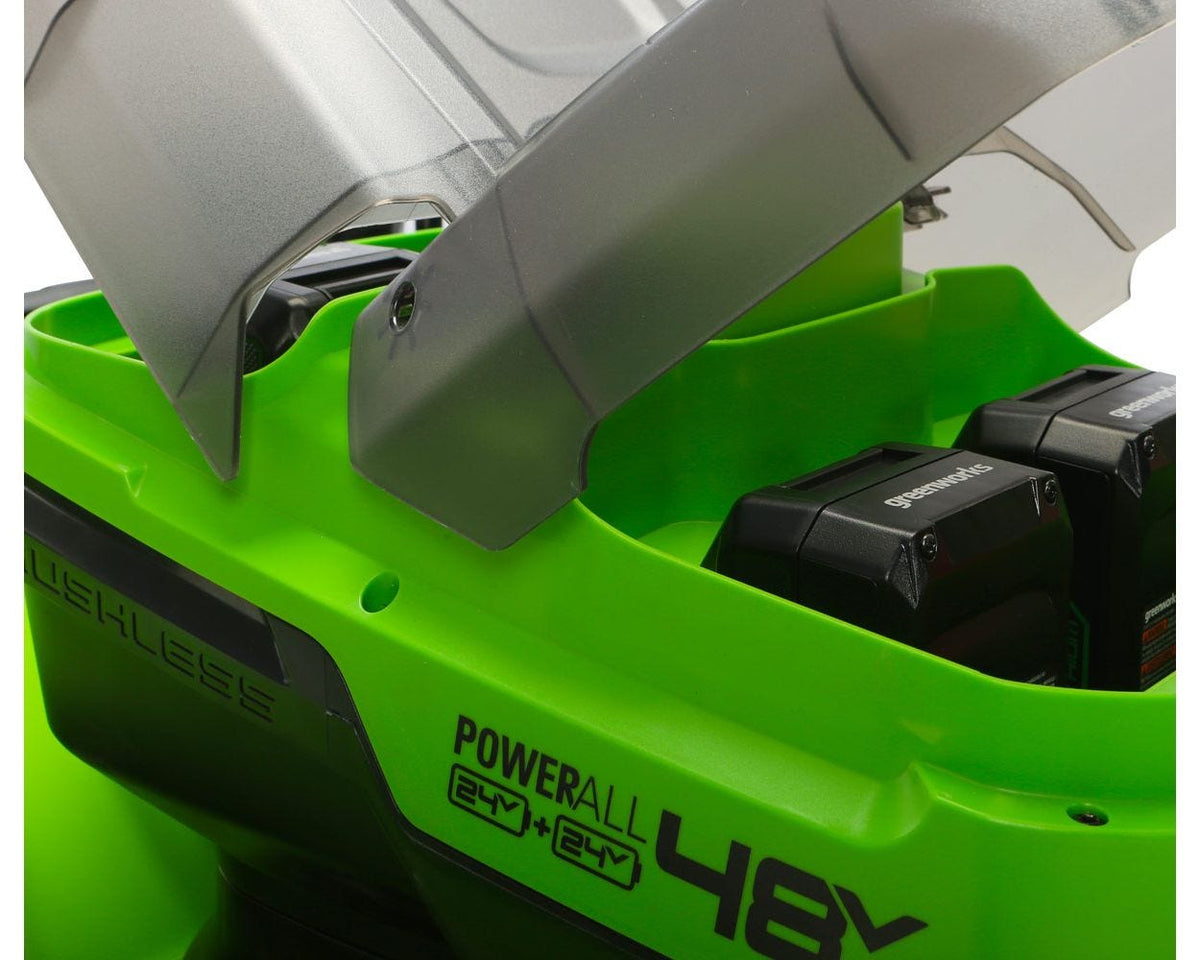 48V (24V x 2) 21" Cordless Battery Self-Propelled Lawn Mower w/ (4) 4.0Ah USB Batteries & (2) Dual Port Chargers, LM2102S