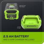 60V 8" Brushless Cordless Battery Edger: (1) 2.5 Ah Battery, (1) 3A Charger