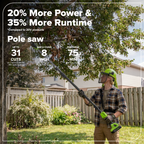 24V Brushless 8" Telescoping Pole Saw & 20" Pole Hedge Combo Kit: (1) 3.0 Ah Type-C Battery & 65W Charger with 3.3-Ft. Cable
