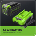40V 14" Cordless Battery BL Push Lawn Mower: 4.0 Ah Battery and Charger, LM1414