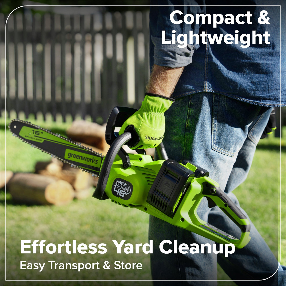 48V (24V x 2) 16" Cordless Battery Chainsaw w/ (2) 4.0Ah Batteries,65W Type-C Charger & (2) 3-Ft Cables)
