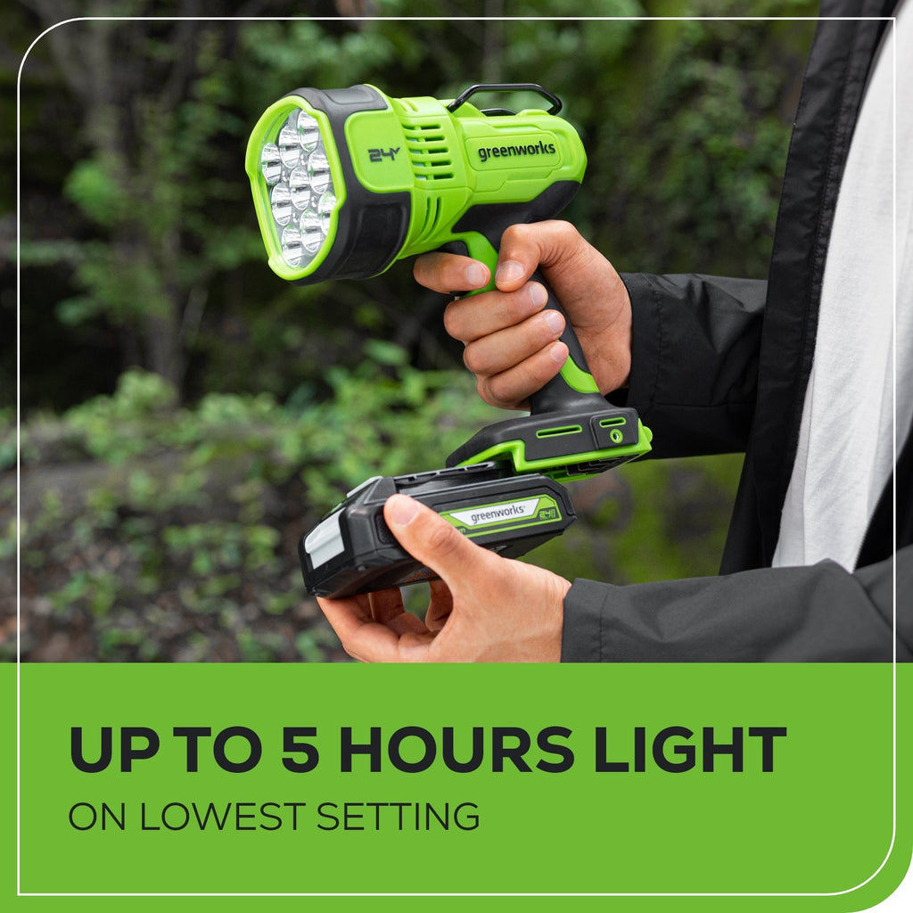 24V Cordless Battery Spot Light: 2.0 Ah Battery and Charger