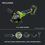 24V PowerAll Pro 4-1/2" Angle Grinder Kit with Grinding Wheel & Accessories