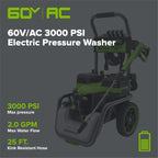 60V/AC Hybrid 3000-PSI 2.0 GPM Electric Pressure Washer (Tool Only)
