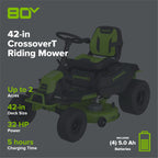 80V 42" Cordless Battery CrossoverT Riding Lawn Mower, (4) 5.0Ah Batteries and 600W Wall Charger, CRT4282
