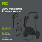 2000 PSI 1.2 GPM Cold Water Electric Pressure Washer (Green Frame)