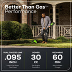 80V Cordless 16" Brushless Carbon Fiber String Trimmer: (1) 2.0 Ah Battery, (1) 2A Charger