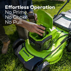 48V (24V x 2) 20" BL Cordless Battery 4-in-1 Push Mower: (4) 4.0Ah Batteries, (1) 4A Dual Port Fast Charger, (1) 20" Hi Lift Blade, LM2002