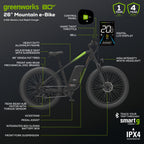 80V VENTURE Series 26" Fat Tire Electric Mountain Bike, 4Ah Battery and Charger
