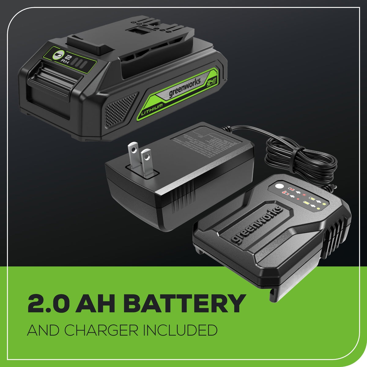 24V 200 Lumen Cordless Battery LED Flashlight: 2.0 Ah Battery and Charger