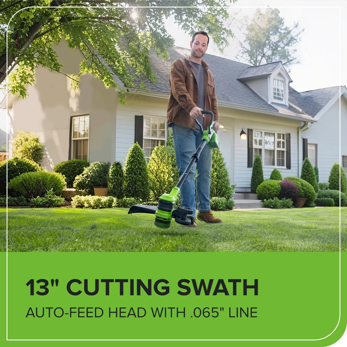 40V 13" Cordless Battery String Trimmer / Edger, 20PC Blades (Tool Only)