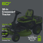 60V 30” CrossoverT Riding Lawn Tractor with (2) 8.0 Ah, (2) 4.0 Ah Batteries & 600-Watt Charger, CRT3061