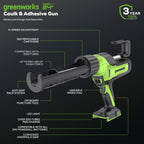 24V Cordless Battery Caulk Gun: 2.0 Ah Battery and Changer
