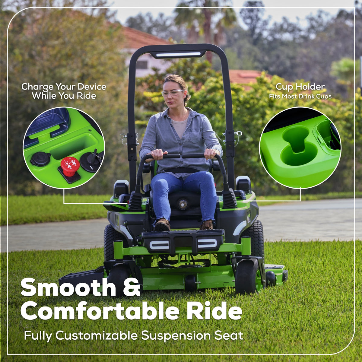 80V 54" MaximusZ Zero Turn Riding Mower with (2) 16.0 Ah and (1) 4.0 Ah Batteries and 1.5kW Charger, MZ5481