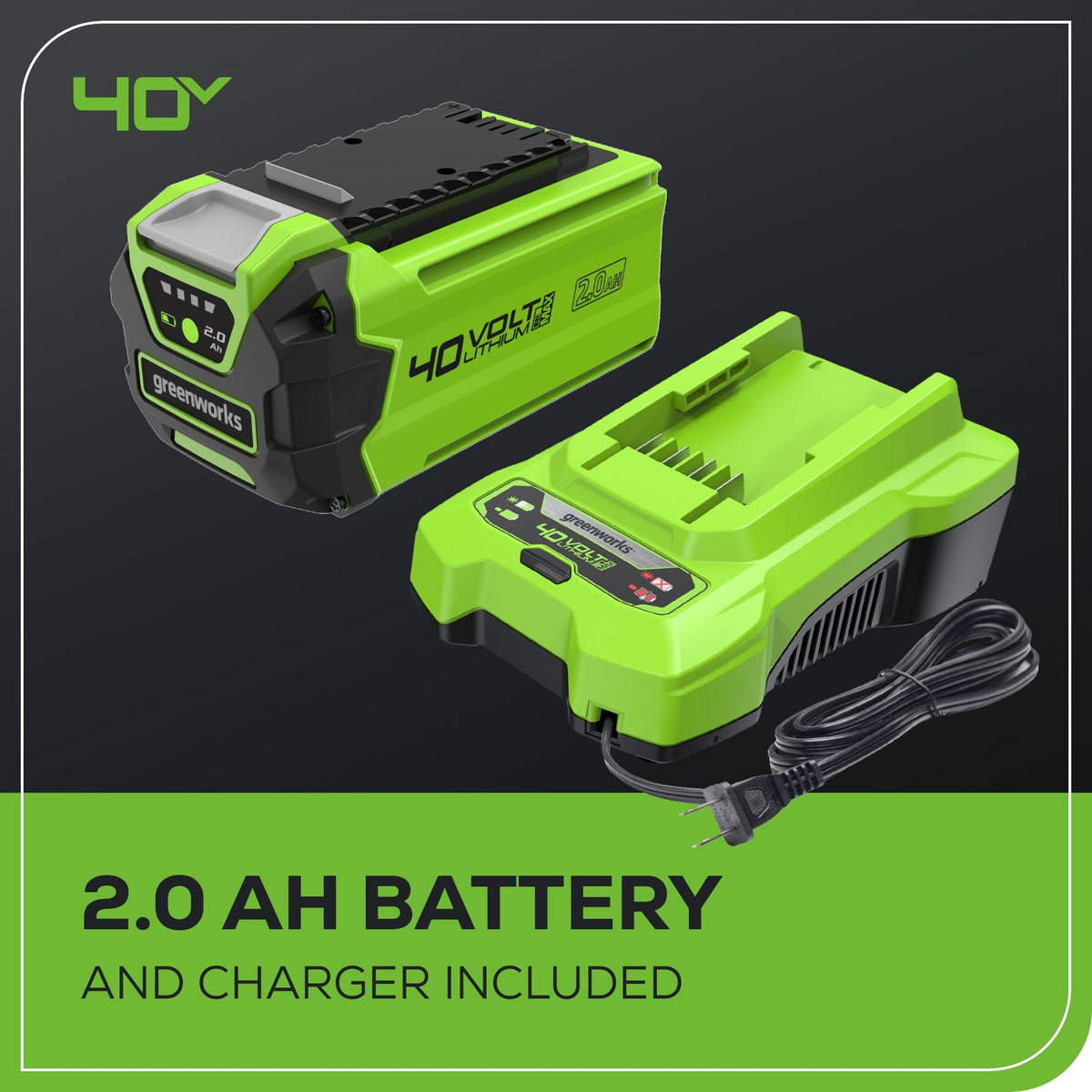 40V 135 CFM Cordless Battery Leaf Blower: 2.0 Ah Battery and Charger