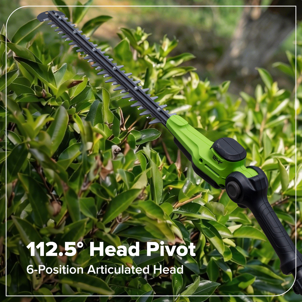 24V Brushless 8" Telescoping Pole Saw & 20" Pole Hedge Combo Kit: (1) 3.0 Ah Type-C Battery & 65W Charger with 3.3-Ft. Cable