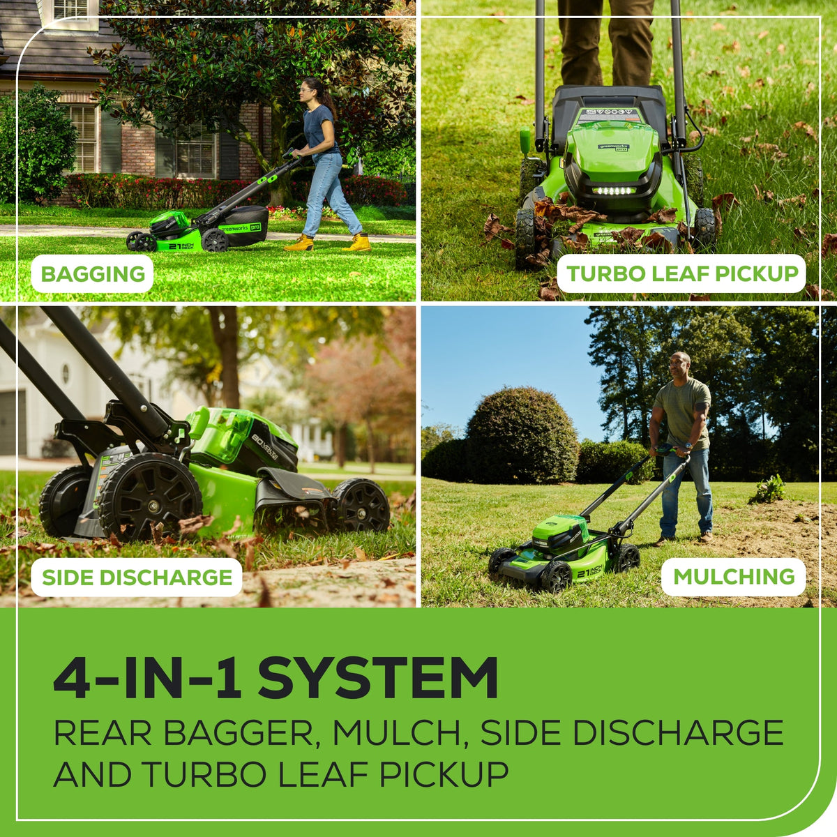 80V 21" Cordless Battery 4-in-1 Push Mower and 730CFM Leaf Blower Combo Kit, (1) 4.0 Ah Battery and (1) Rapid Charger