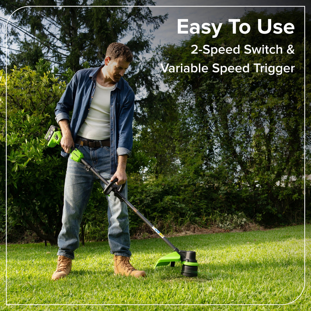 24V 15" Brushless Cordless Battery String Trimmer: (1) 6.0 Ah Battery, (1) 65W USB-C Fast Charger, (1) 3-ft USB-C Cable